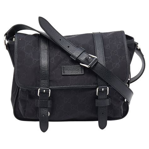 gucci print messenger bag in black|gucci nylon messenger bag.